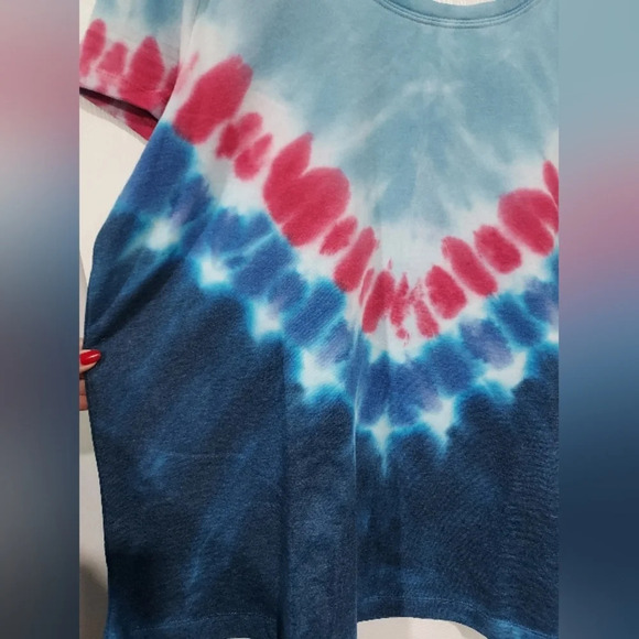 NWOT LIVI Lane Bryant Tie Dye French Terry Short Sleeve Sweatshirt Size 18/20 2X - Picture 4 of 9